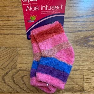 OS Fuzzy socks. Pink/multi striped. NWT